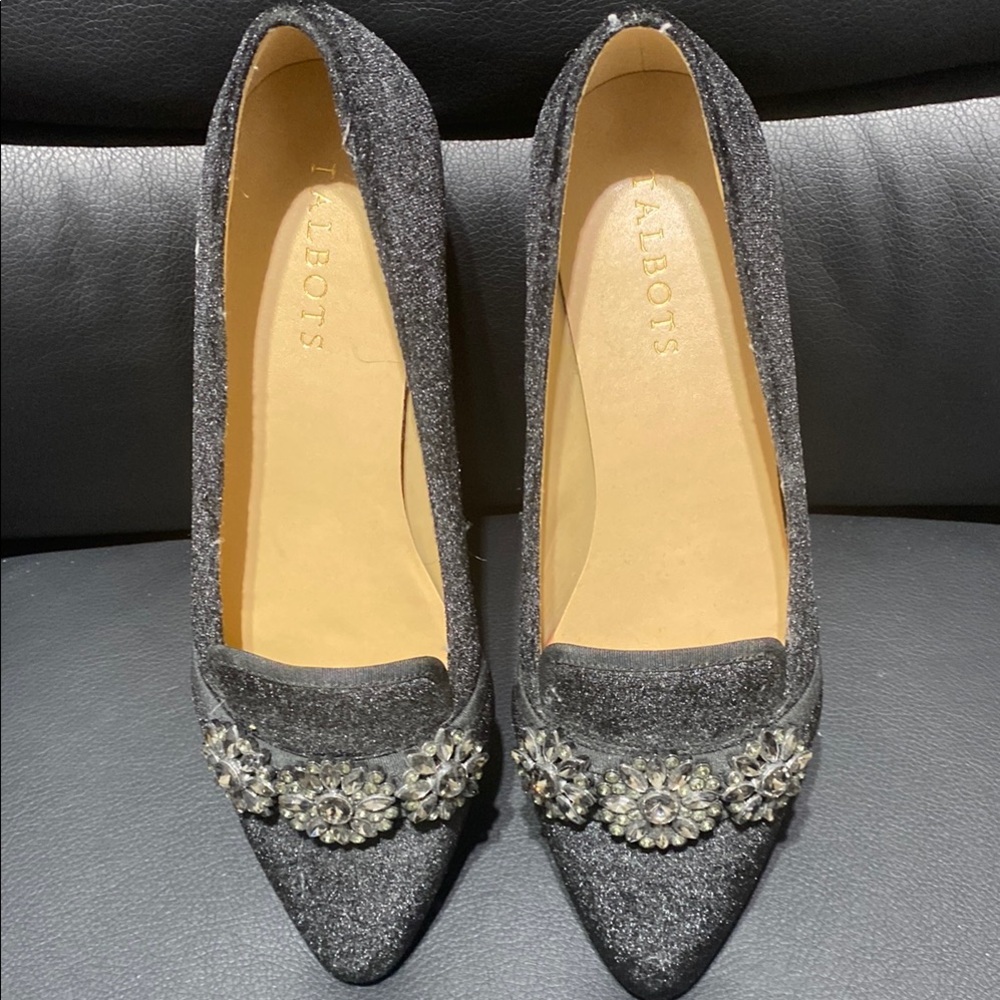 Talbots Black Flats with Embellished Toe